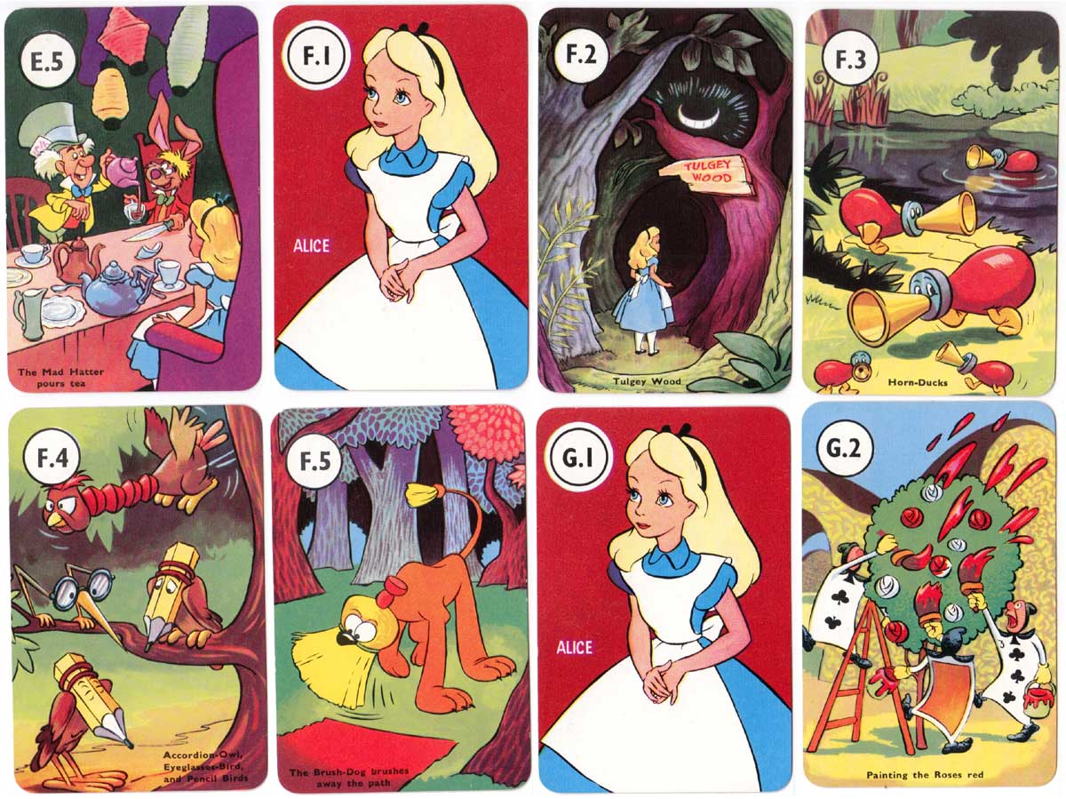 Alice card game published by Pepys in 1952, based on the Walt Disney film “Alice in Wonderland”