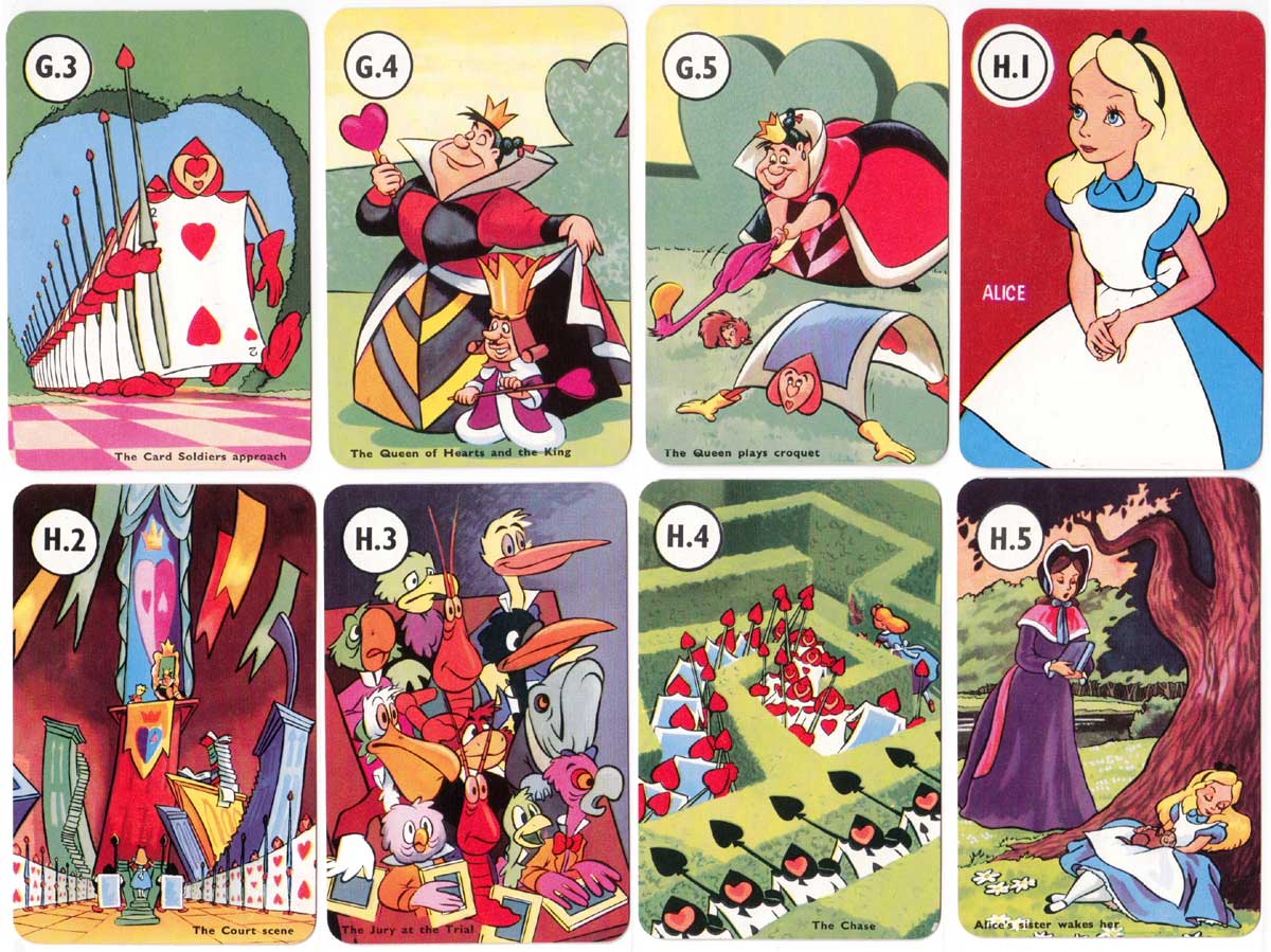 Alice card game published by Pepys in 1952, based on the Walt Disney film “Alice in Wonderland”