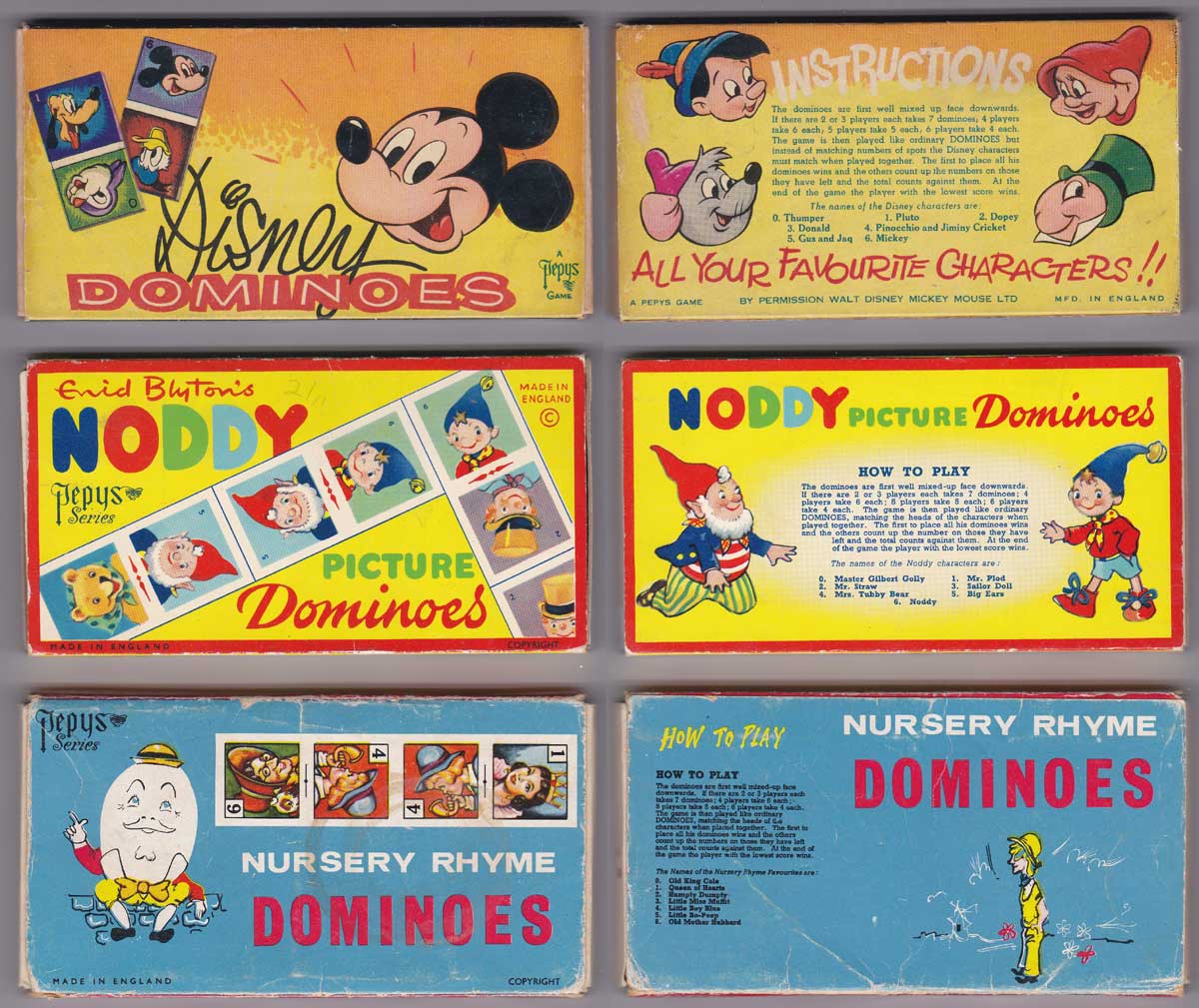 pictorial domino games published by Pepys