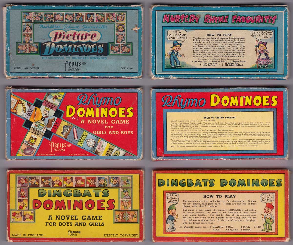 pictorial domino games published by Pepys