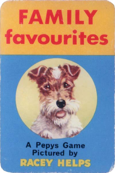 ‘Family Favourites’ card game illustrated by Racey Helps and published by Pepys Games in 1962