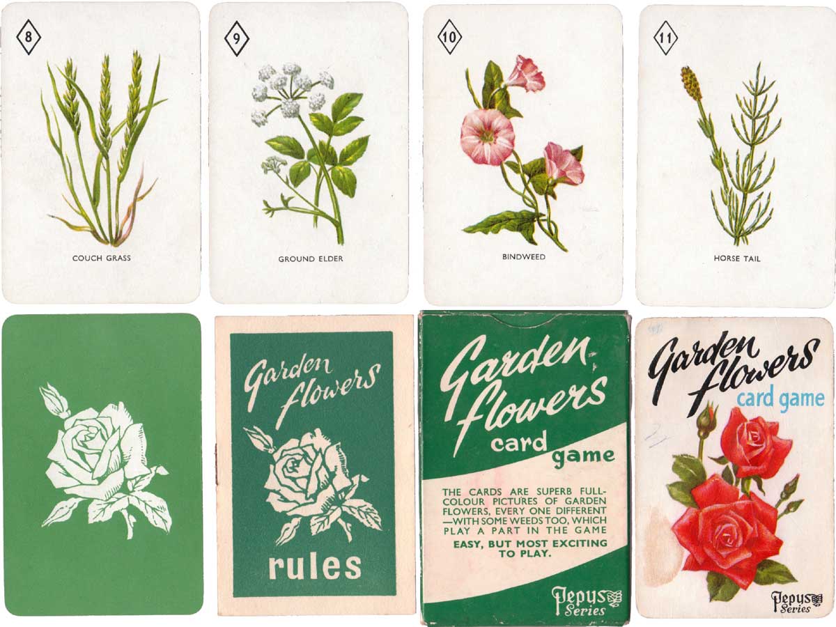 Garden Flowers card game designed by Dora Ratman, published by Pepys, 1961