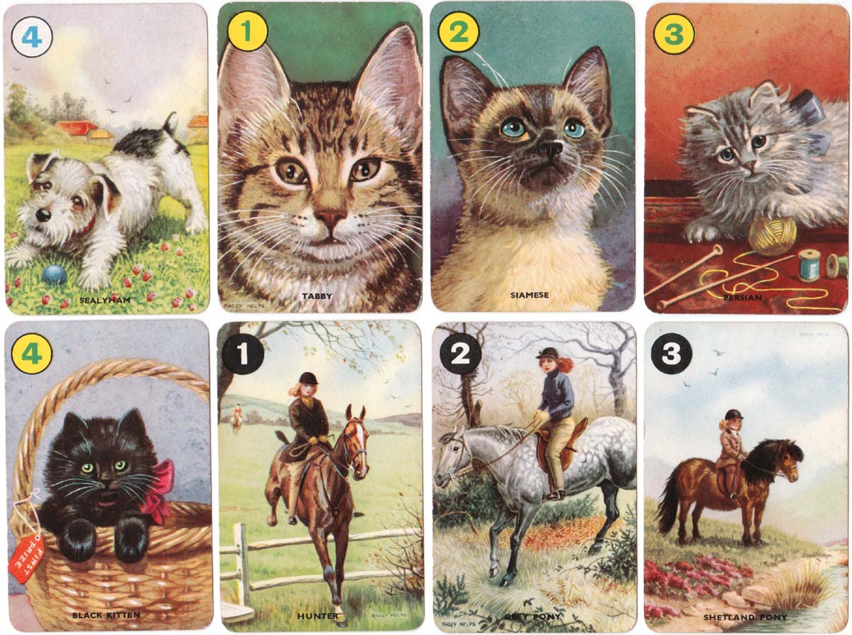 Pets card game illustrated by Racey Helps and published by Pepys Games in 1955