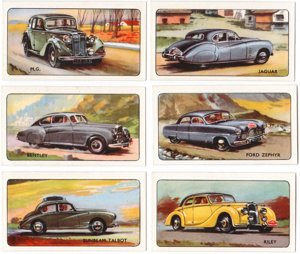 Rally card game car cards by Pepys, 1955