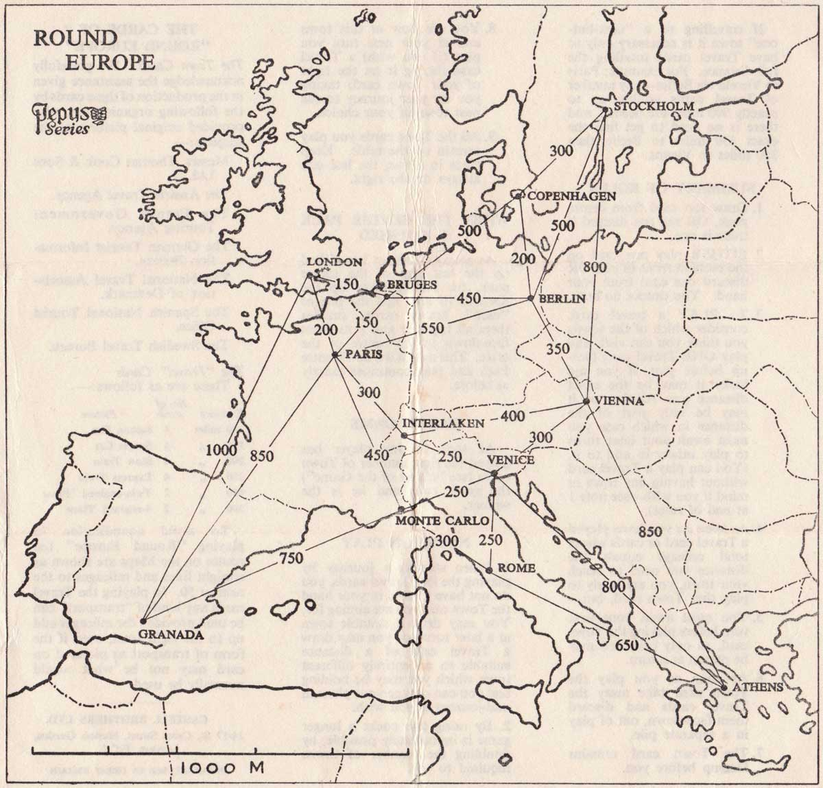 Round Europe card game by Pepys, 1958