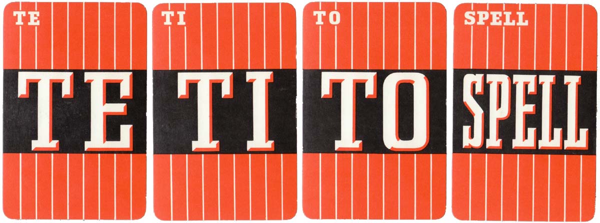Spell word game published by Pepys Games, 1958 Spell word game published by Pepys Games, 1958