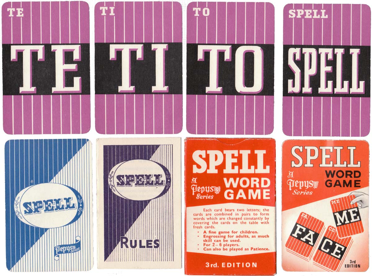 Spell word game published by Pepys Games, third edition, c.1960 Spell word game published by Pepys Games, third edition, c.1960