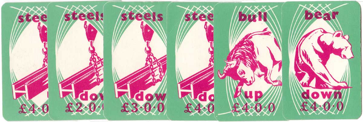 Stocks & Shares card game first published by Pepys Games in 1957