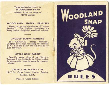 booklet from Woodland Snap card game published by Pepys Games (Castell Brothers Ltd)