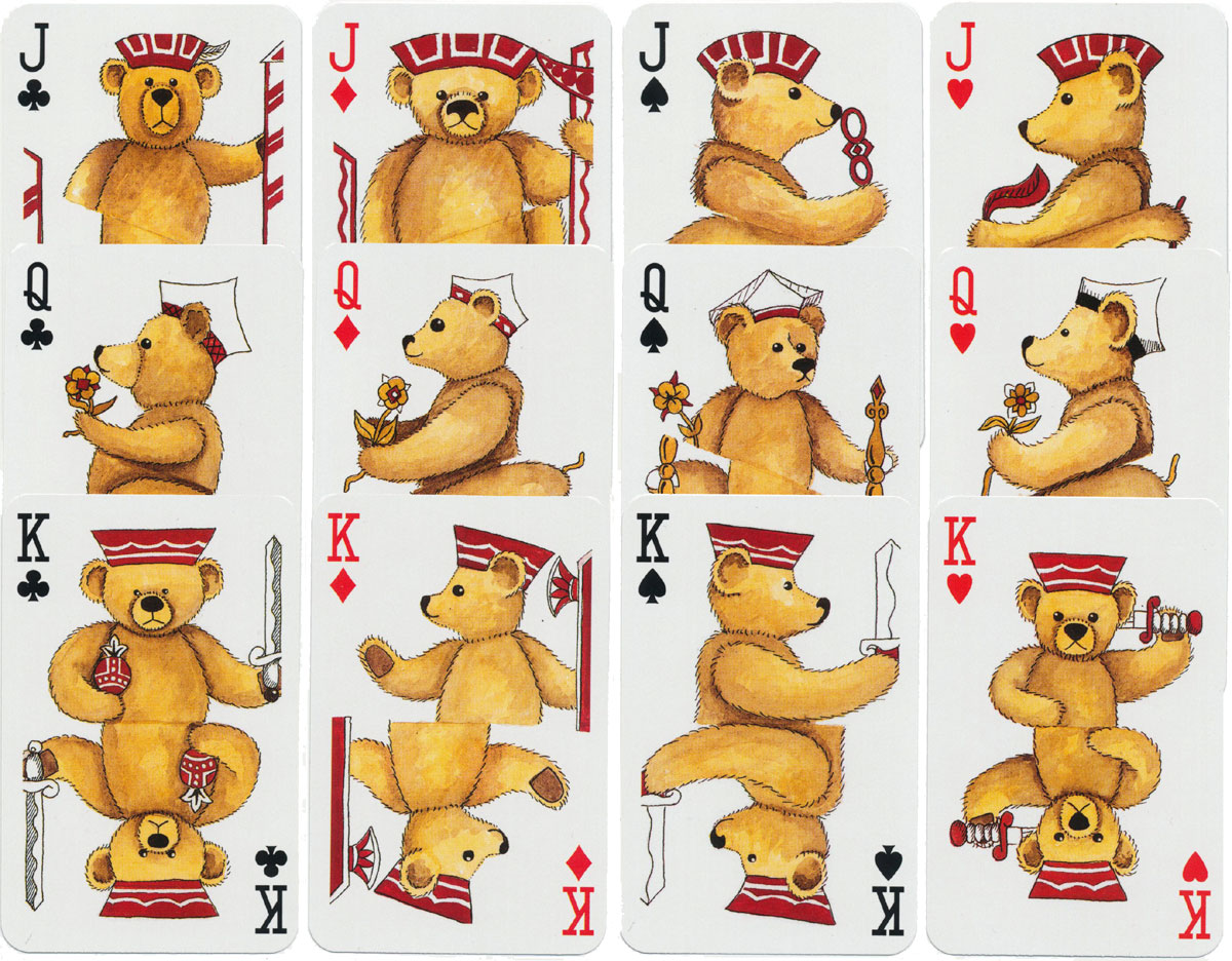 Teddy Bear ‘semi-transformation’ playing cards designed by Peter Wood for Lyons Quickbrew Tea, manufactured by Carta Mundi