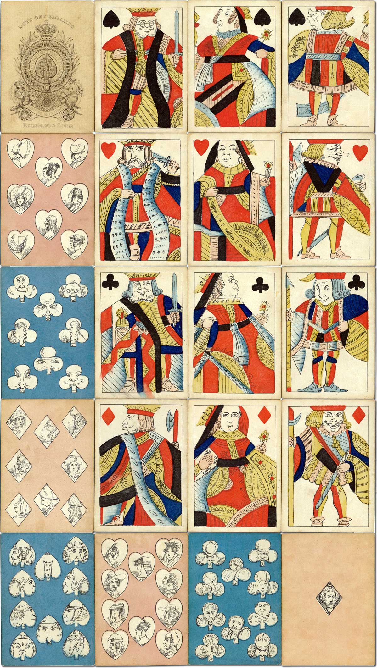 Transformation playing cards by the illustrator and comic artist Alfred Crowquill (1804-72)