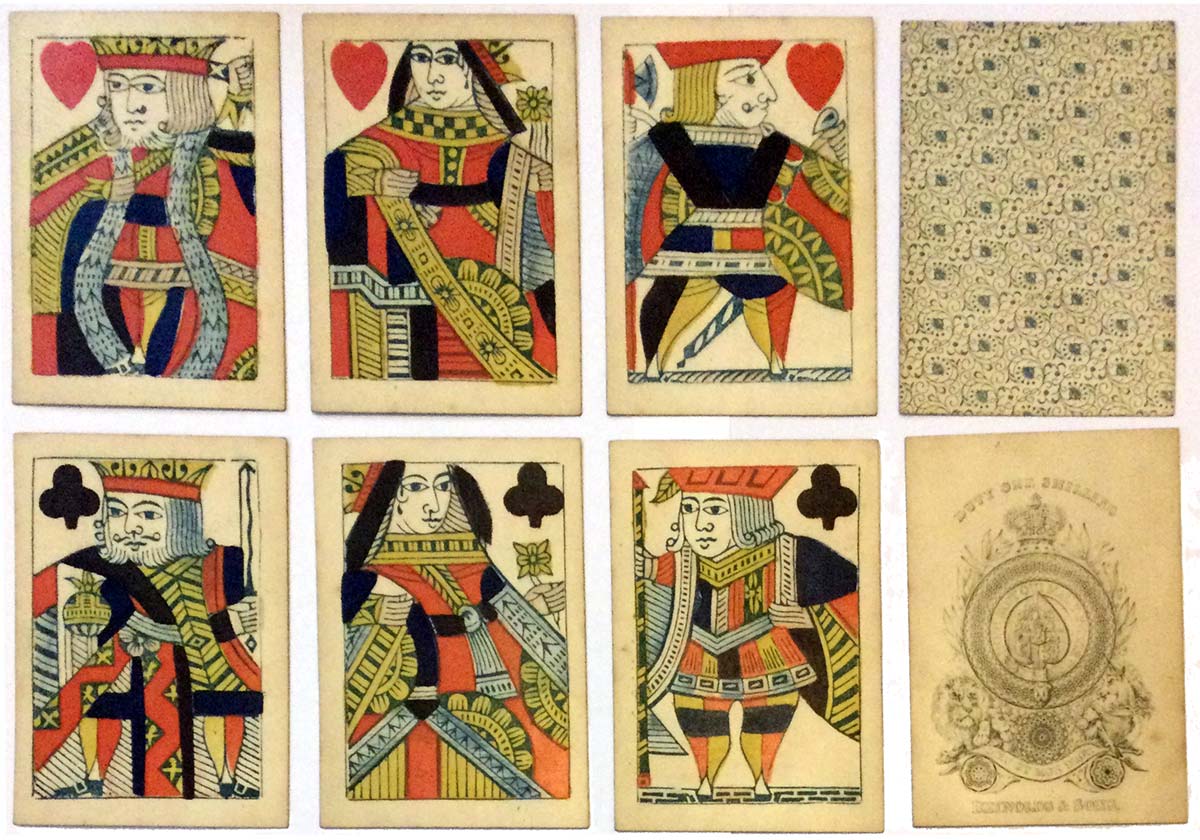 Woodblock and stencil playing cards, produced by Reynolds & Sons c.1830-1850
