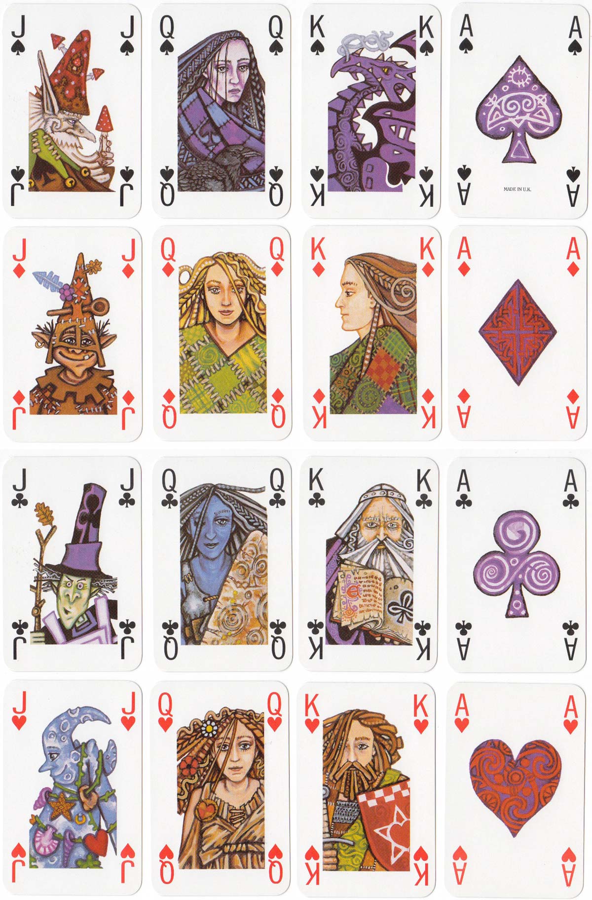 Scottish Legends playing cards, illustrated and designed by Mark Oxbrow, published by R Somerville, Edinburgh, 1998