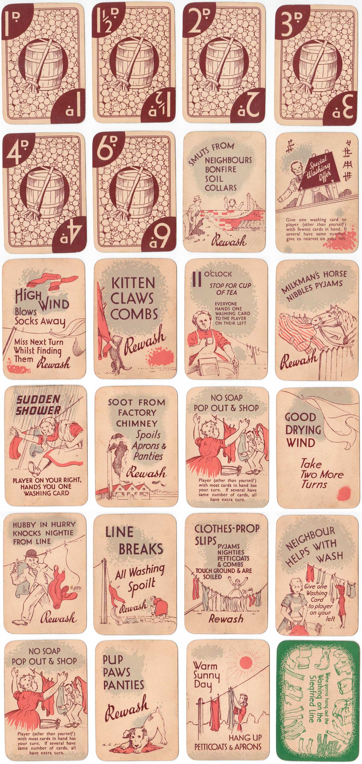 “We’re Gonna Hang Out the Washing on the Siegfried Line” wartime card game made by William Sessions Ltd, 1940s