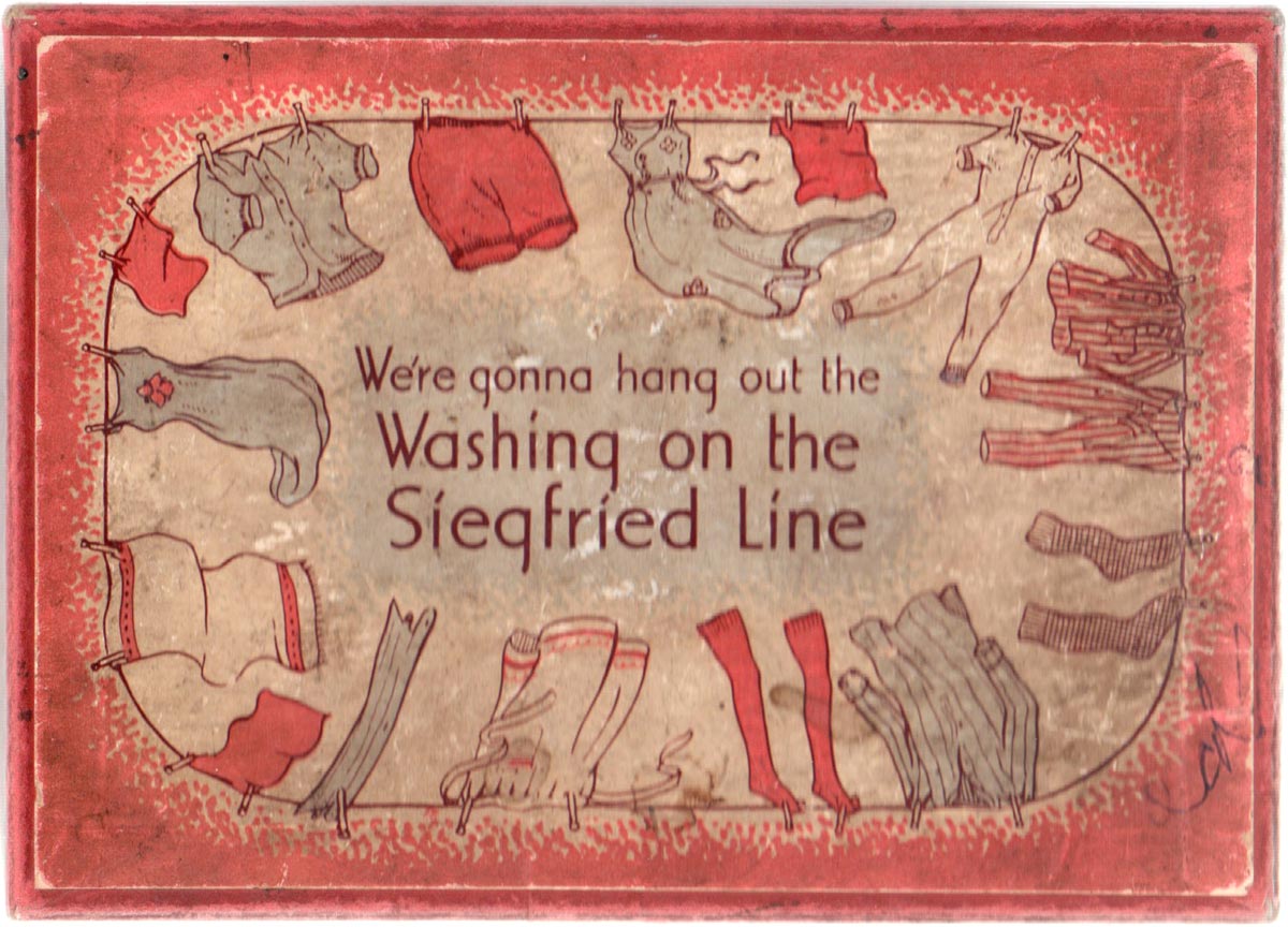 “We’re Gonna Hang Out the Washing on the Siegfried Line” wartime card game made by William Sessions Ltd, 1940s “We’re Gonna Hang Out the Washing on the Siegfried Line” wartime card game made by William Sessions Ltd, 1940s