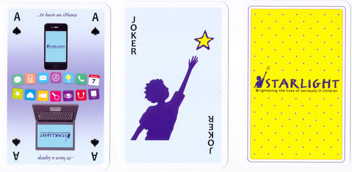 Starlight playing cards - brightening the lives of seriously ill children - published by Simon Lucas Bridge Supplies Ltd