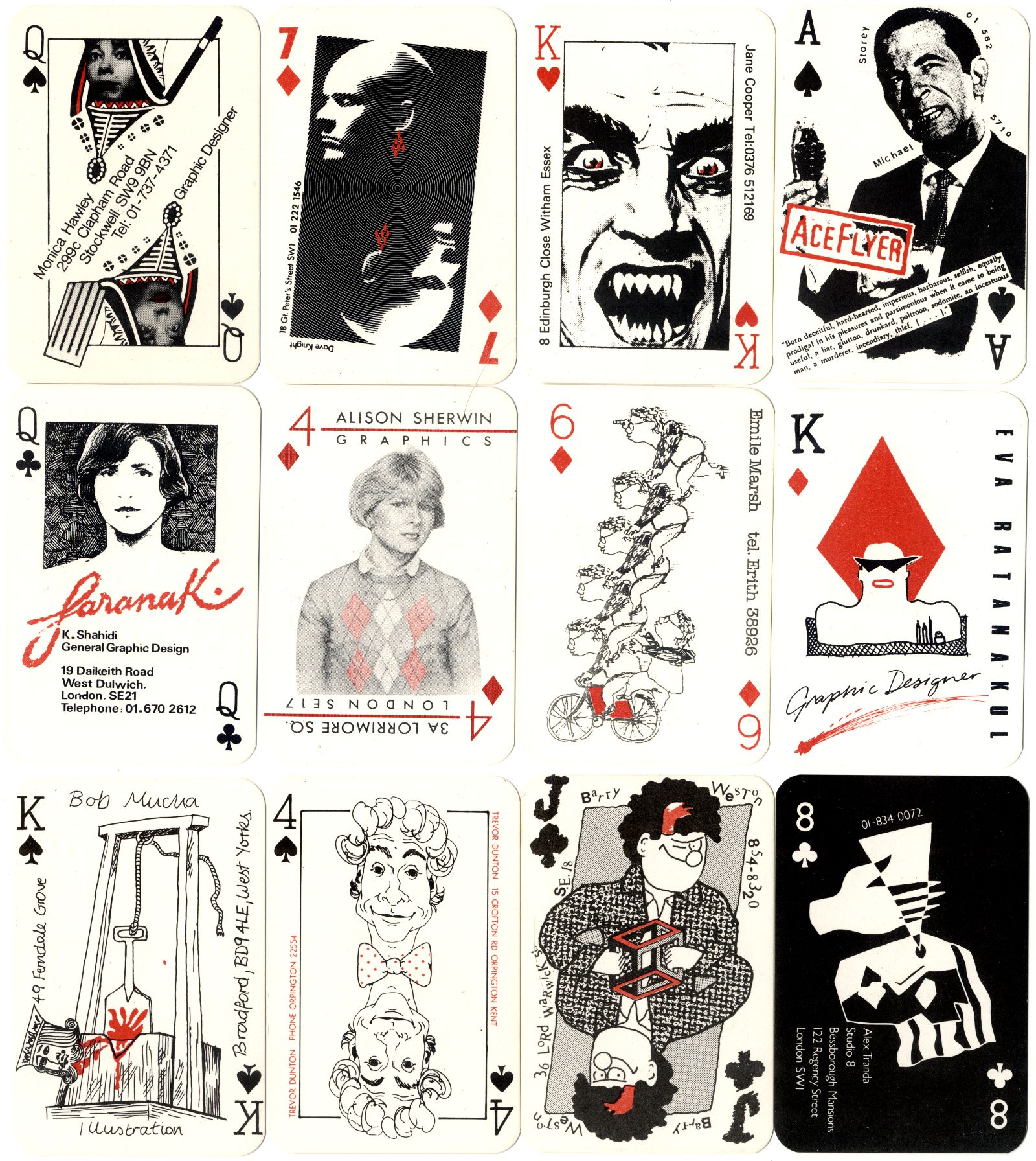 The London College of Printing '52 Club' Designers and Artists playing cards, 1984. 