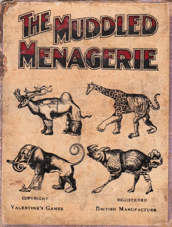 The Muddled Menagerie card game was published by Valentine’s Games, c.1900