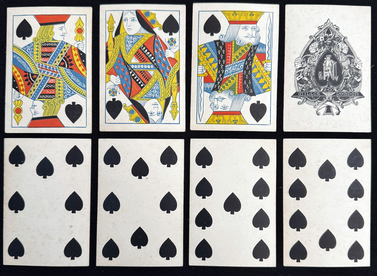 Quadruple Bézique set with self-scoring markers published by Willis & Co, London, c.1870s