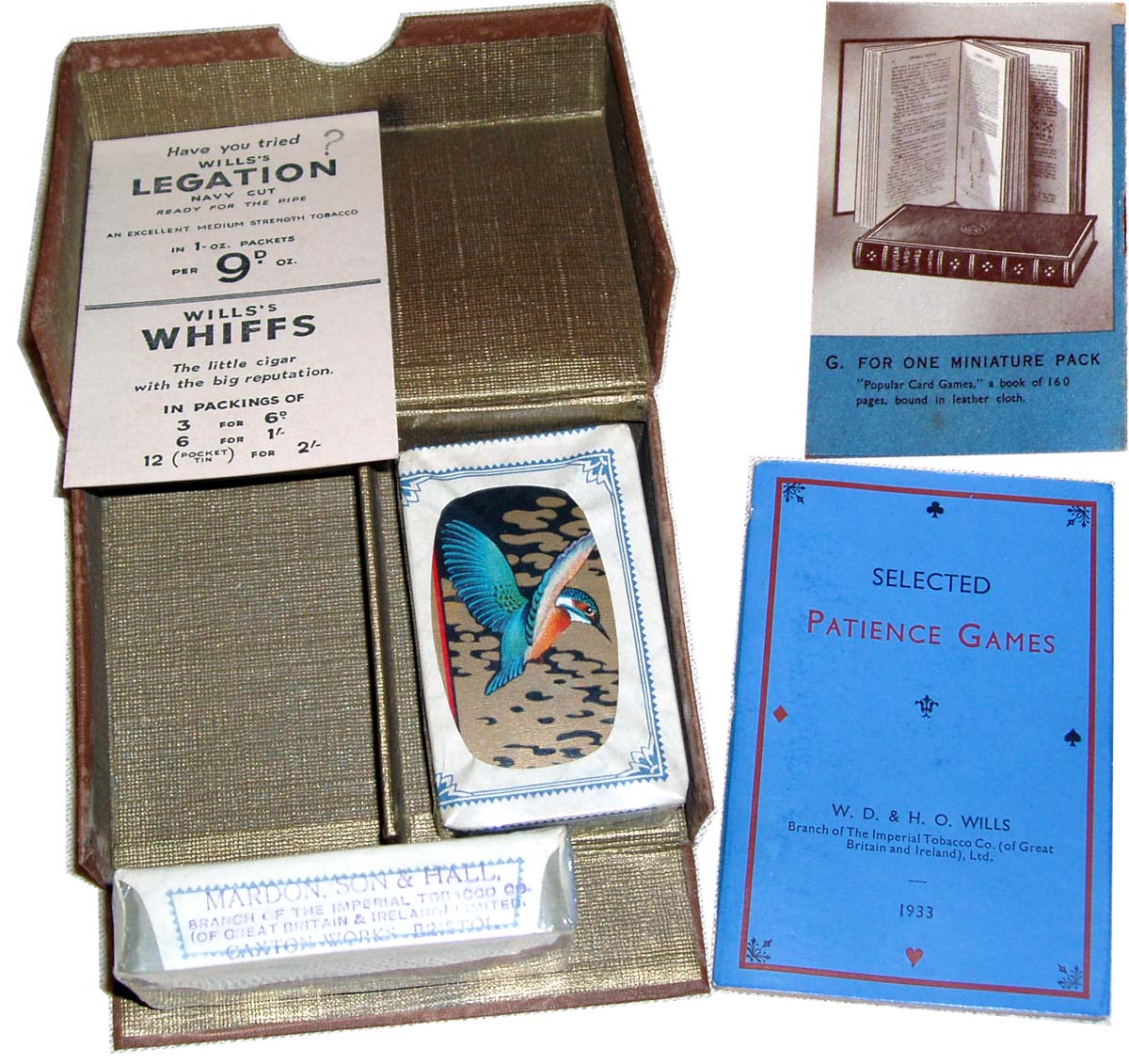 boxed patience set manufactured by Mardon, Son & Hall for W.D. & H.O. Wills' gift scheme, 1933 boxed patience set manufactured by Mardon, Son & Hall for W.D. & H.O. Wills' gift scheme, 1933