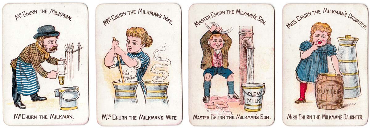 “Funny Families” card game manufactured by Woolley & Co, 1890s