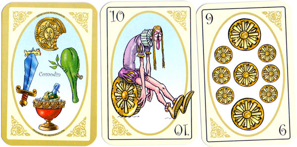 Uruguayan playing cards featuring cartoons designed by Alvaros with advertising backs for Copri Correo Privado, 2000