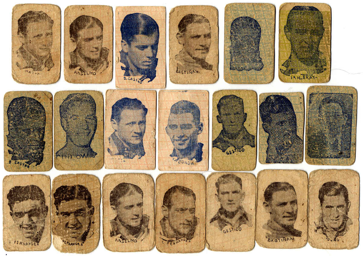 Children's miniature football player cards, Montevideo, c.1928