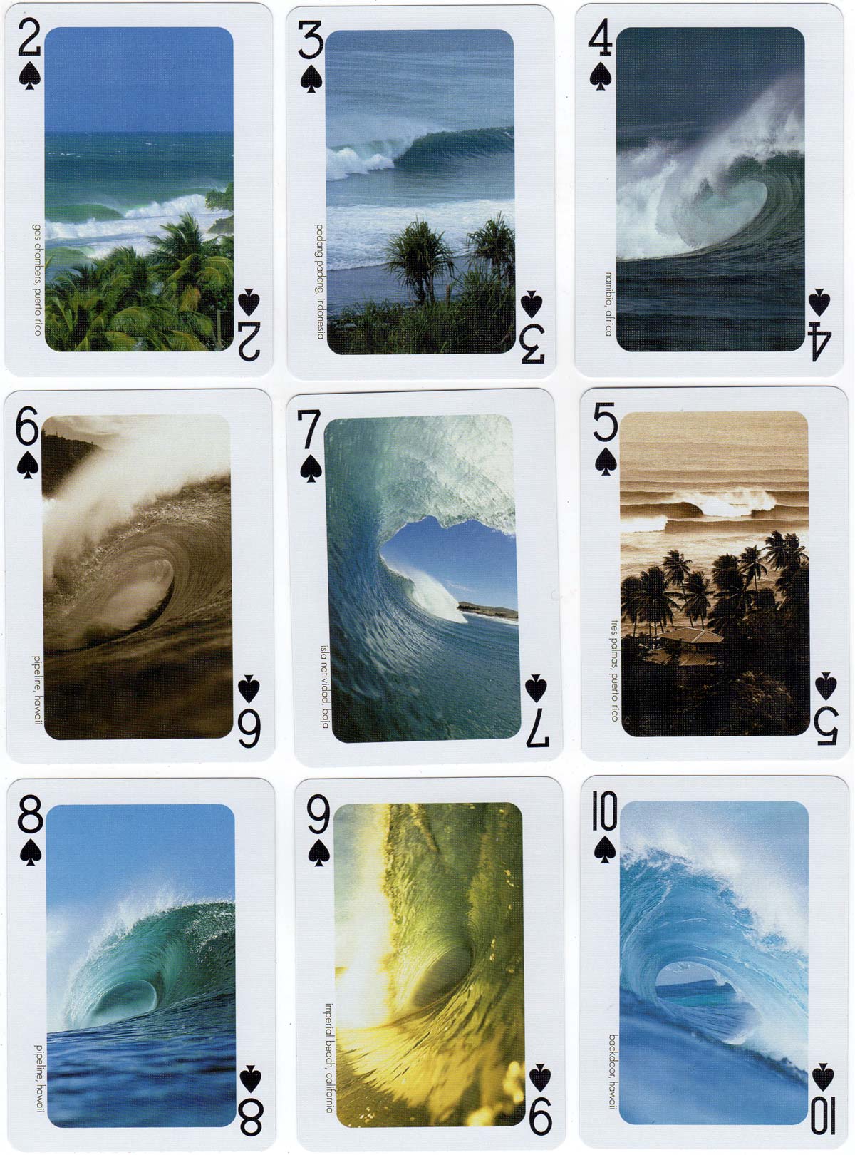 Waves From Around the World playing cards with photography by Aaron Chang