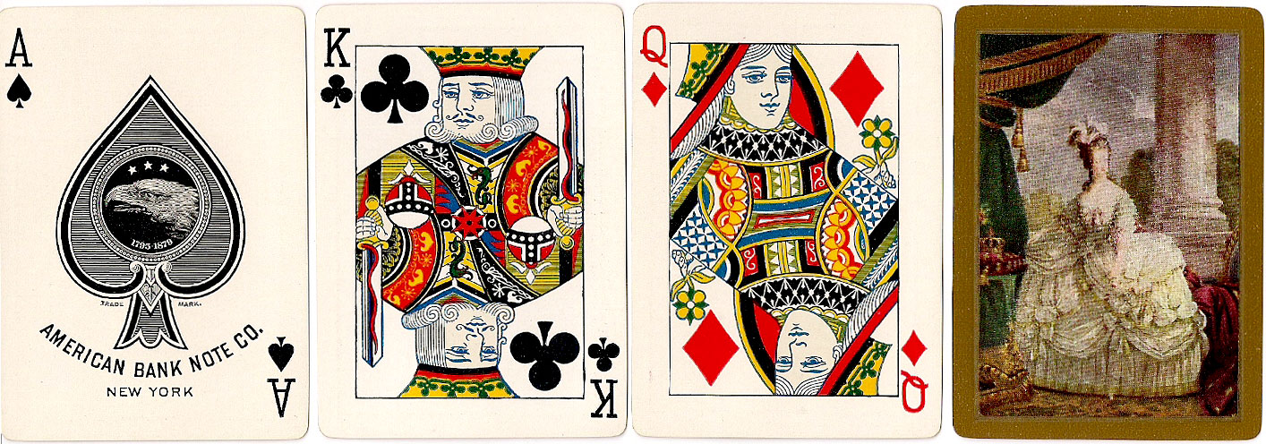 American Bank Note Co playing cards with elegant pictorial back design, c.1910 American Bank Note Co playing cards with elegant pictorial back design, c.1910