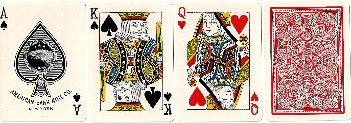 American Bank Note Co. playing cards with banknote back design, c.1912 American Bank Note Co. playing cards with banknote back design, c.1912