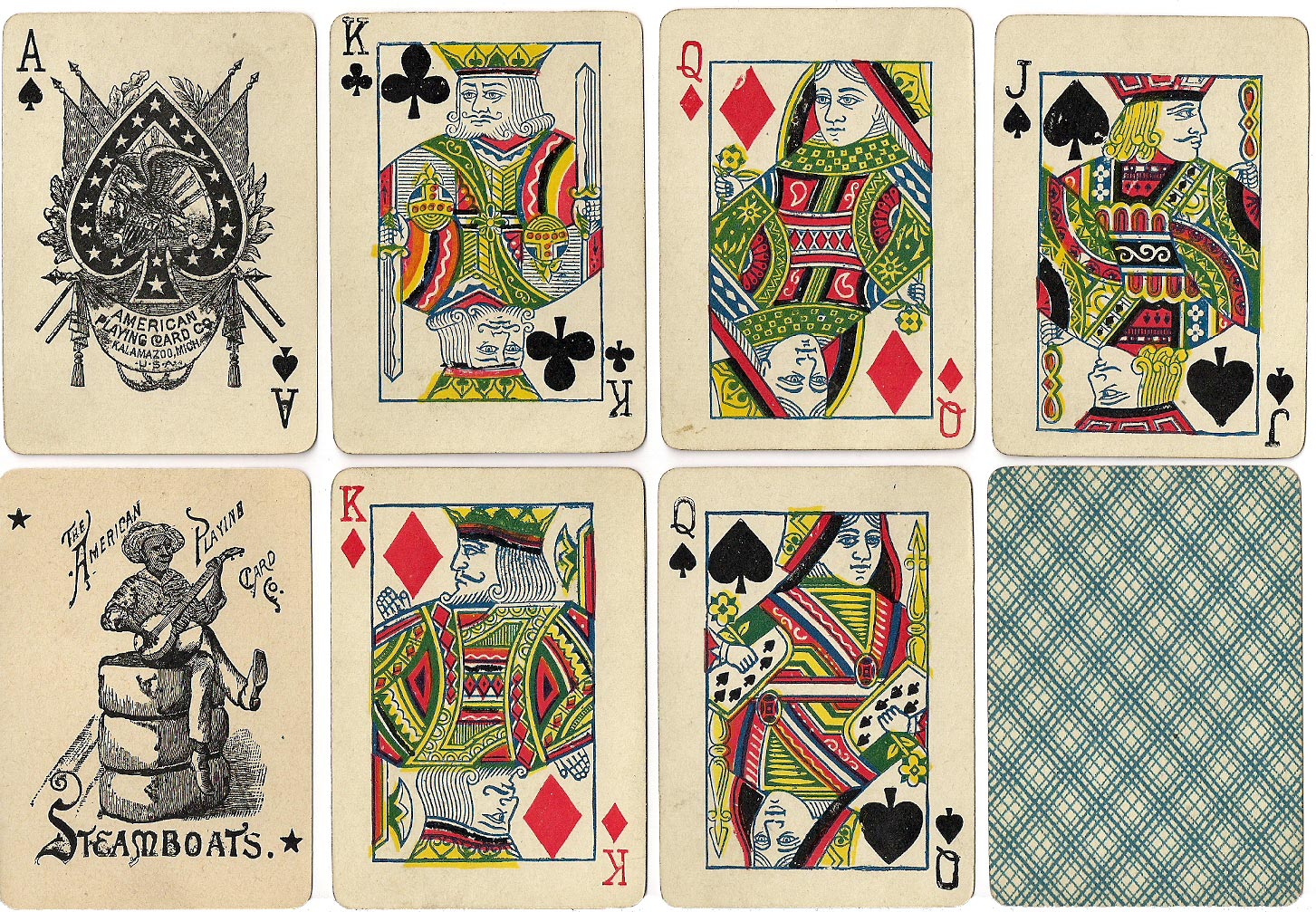 'Steamboats No.99' playing cards produced by the American Playing Card Co. of Kalamazoo, c.1890