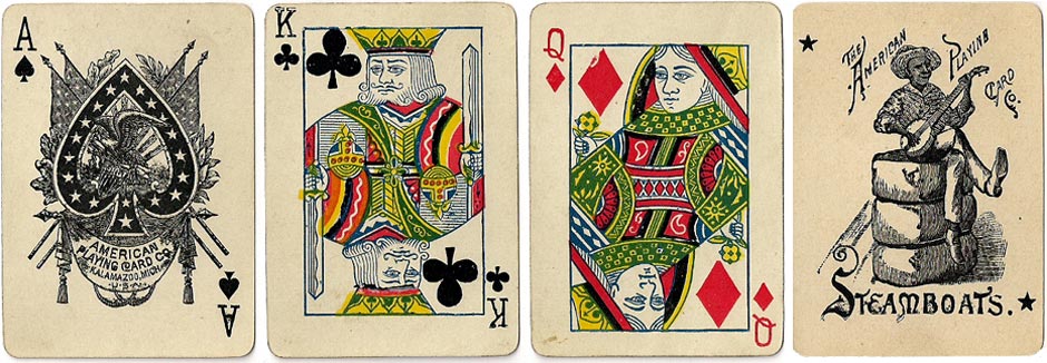'Steamboats No.99' playing cards produced by the American Playing Card Co. of Kalamazoo, c.1890