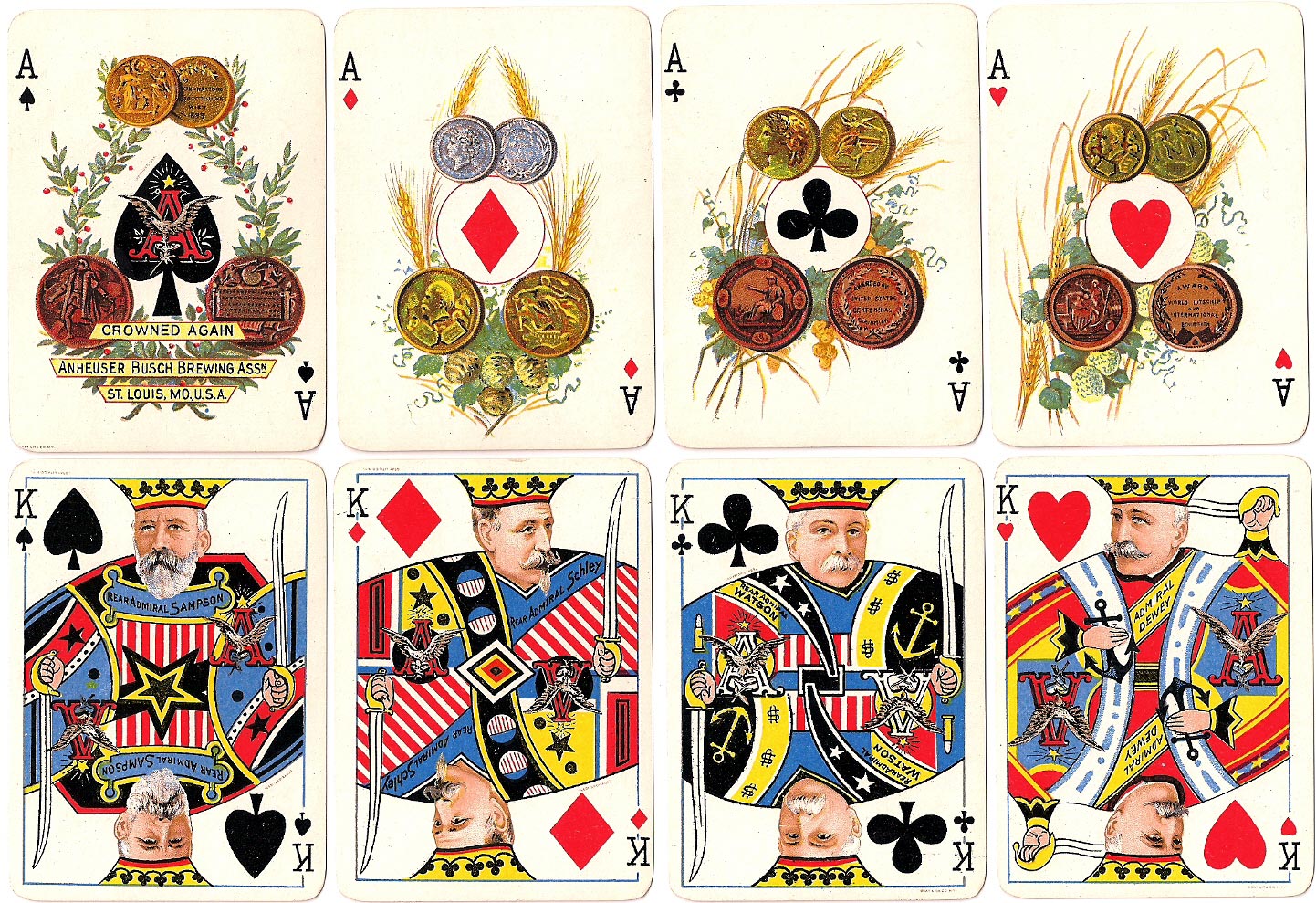 Anheuser-Busch Spanish American War playing cards, published by Gray Lithograph Co., 1899