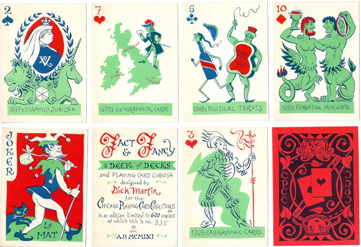 Fact & Fancy, a deck of cards designed by Dick Martin for the Chicago Playing Card Collectors, 1961