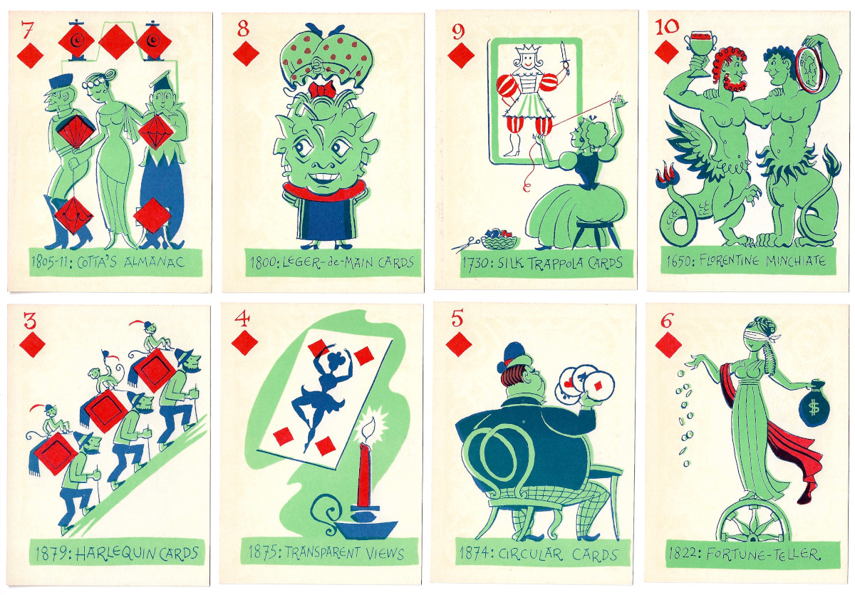 Fact & Fancy, a deck of cards designed by Dick Martin for the Chicago Playing Card Collectors, 1961
