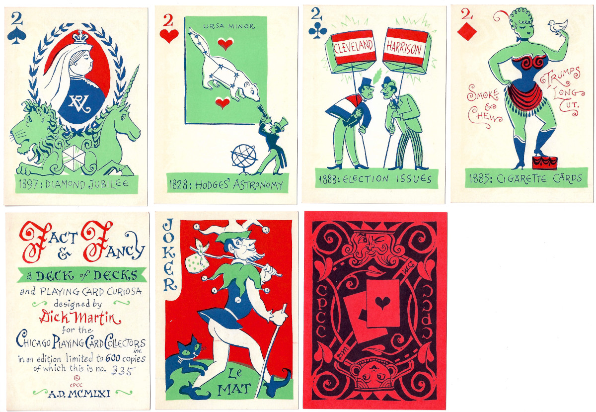 Fact & Fancy, a deck of cards designed by Dick Martin for the Chicago Playing Card Collectors, 1961