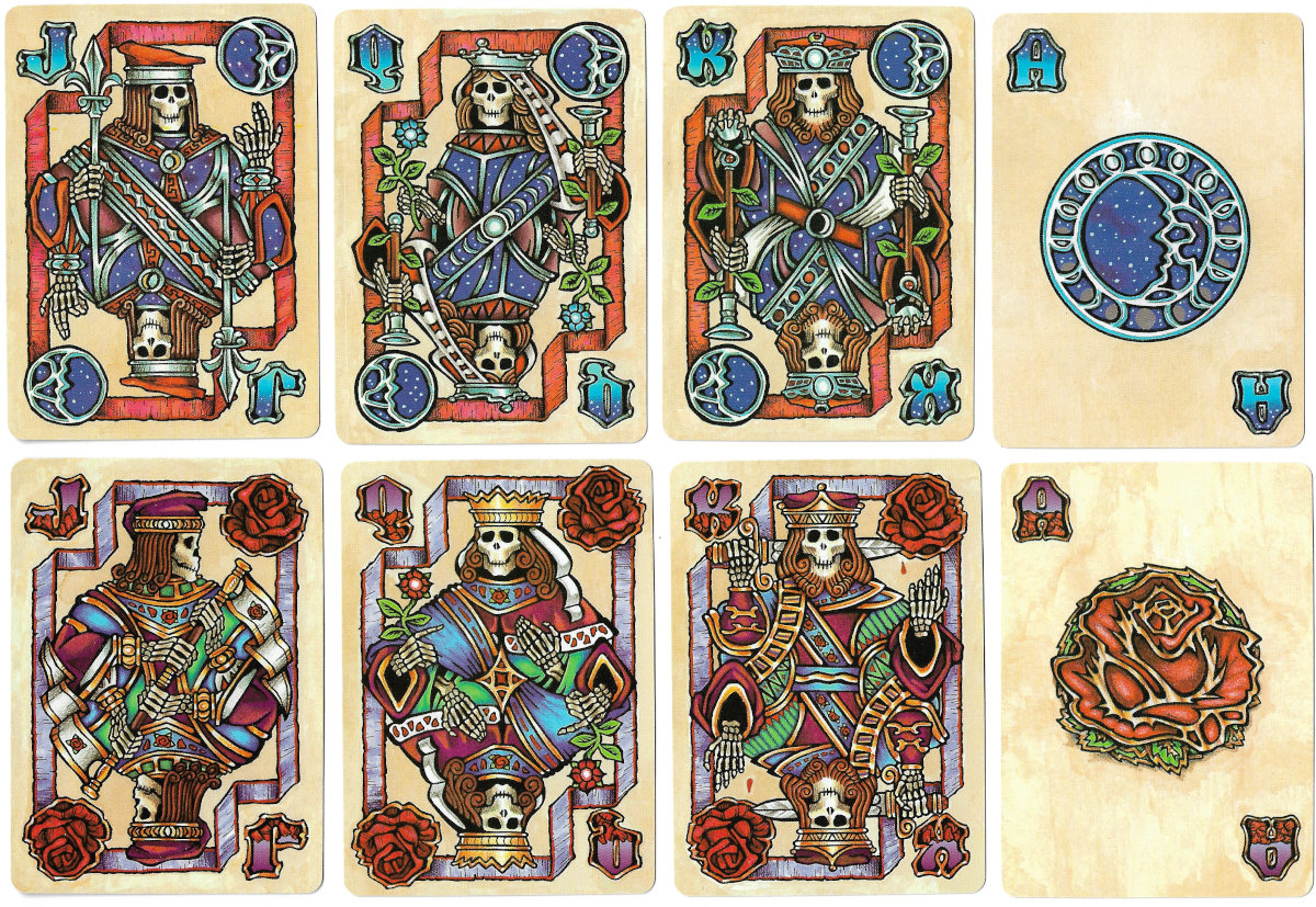 Grateful Dead Liquid Blue playing cards designed by Ian Bohorquez and Paul Roidoulis, USA, 1992