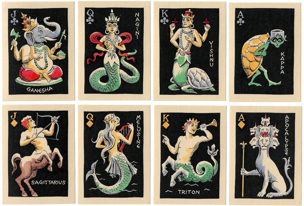 Mythological Zoo playing cards illustrated by Dick Martin for the twentieth anniversary of the Chicago Playing Card Collectors club, 1971