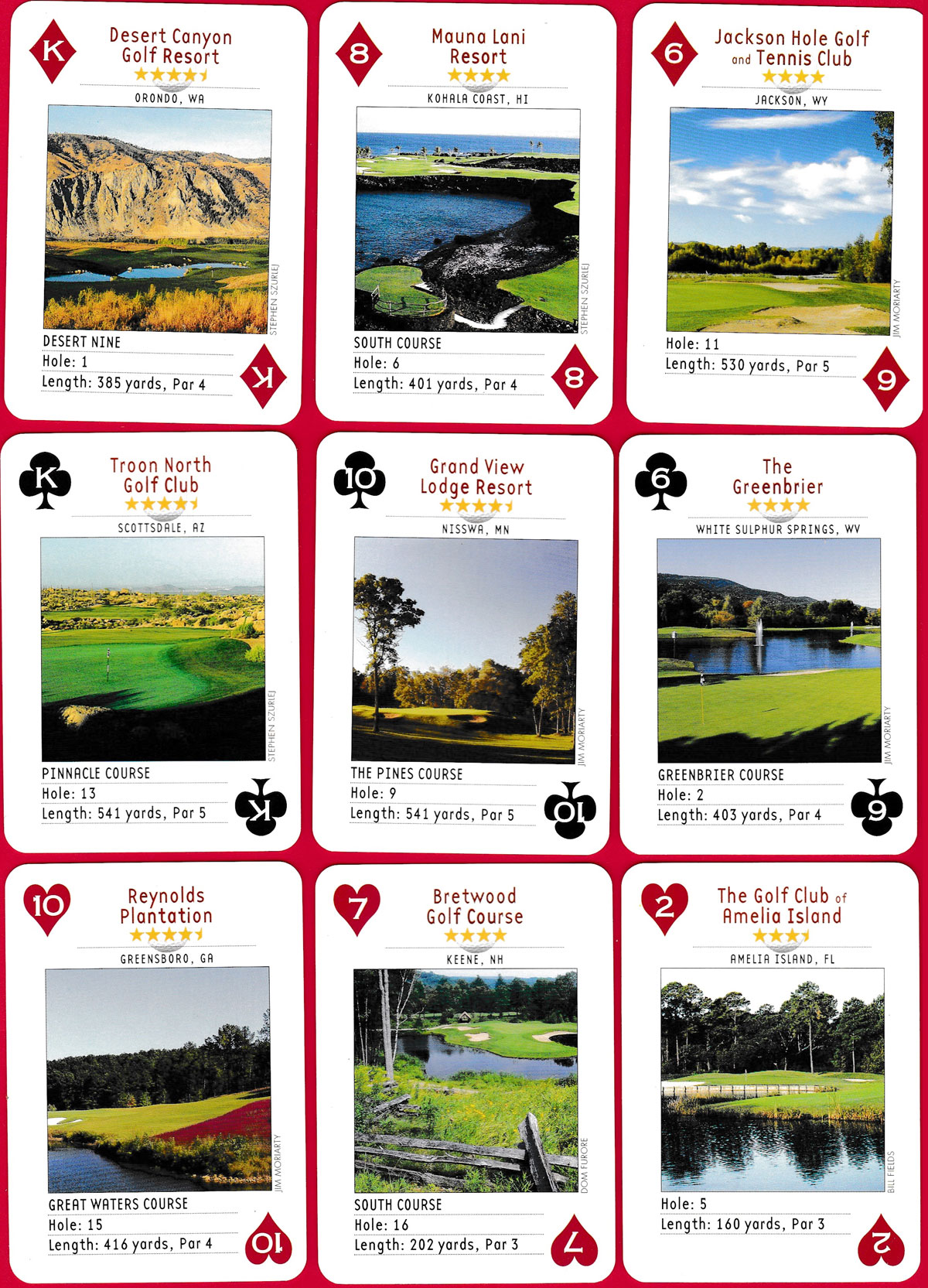 USA Golf: places to play playing cards produced by Inkstone Design Inc