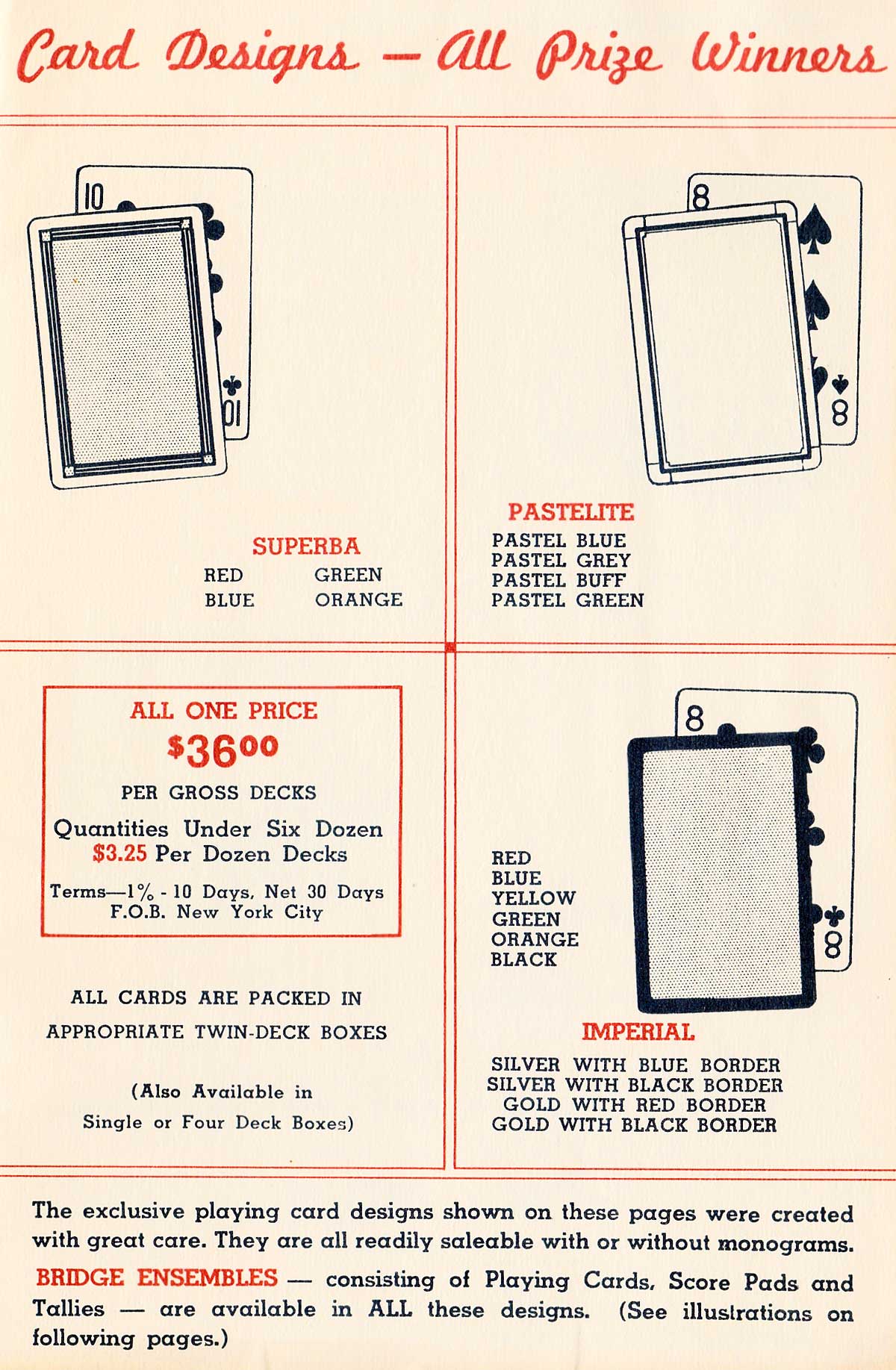 Trade catalogue by Atlantic Line Playing Card Co., Inc., c.1930s