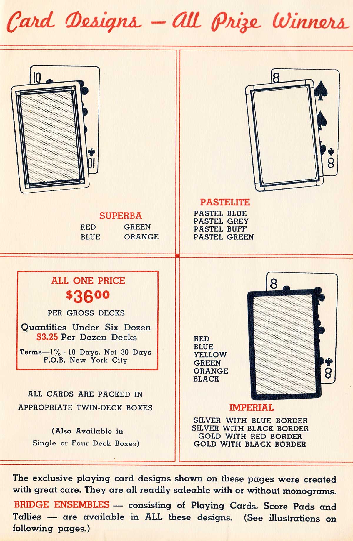 Trade catalogue by Atlantic Line Playing Card Co., Inc., c.1930s Trade catalogue by Atlantic Line Playing Card Co., Inc., c.1930s