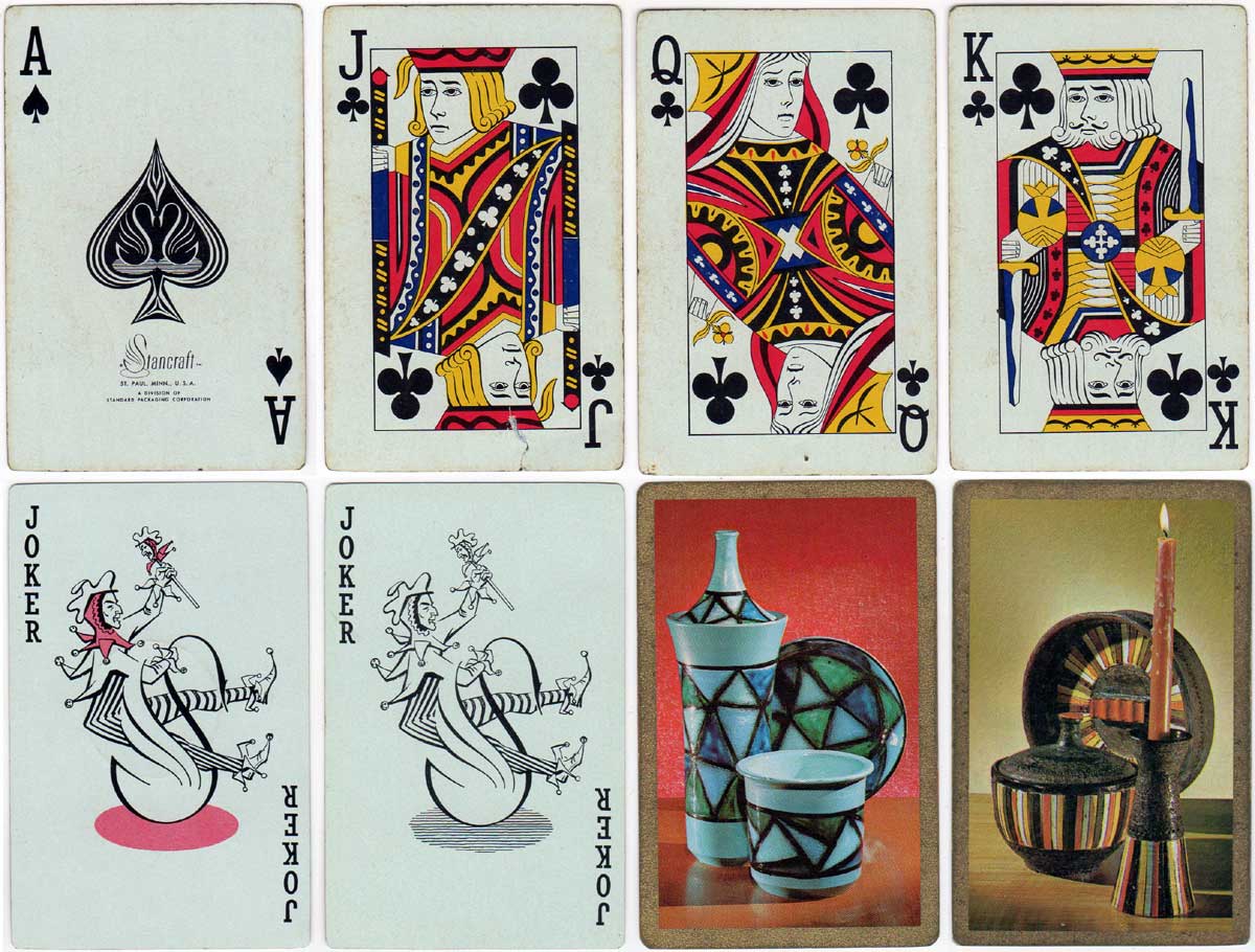 Vintage Stancraft two deck Paris London themed plastic coated playing cards used 