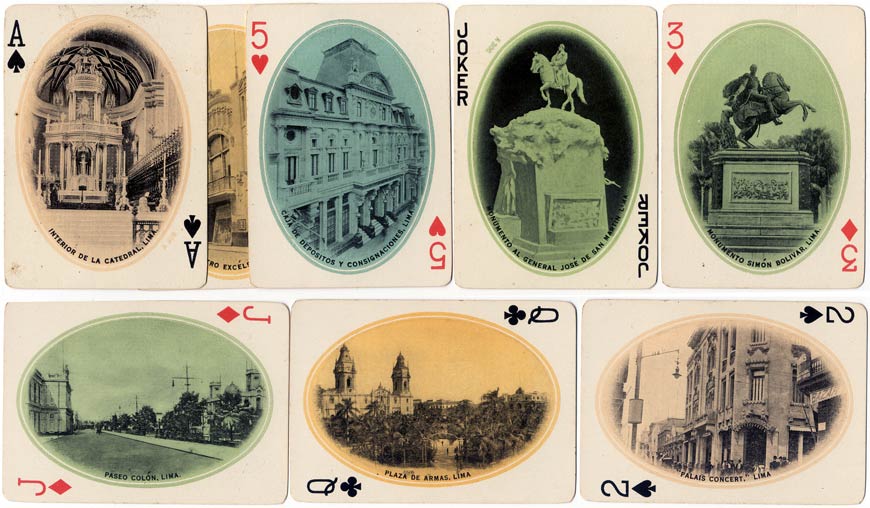 ‘Vistas de Lima’ playing-cards made by Standard Playing Card Co., Chicago, c.1910