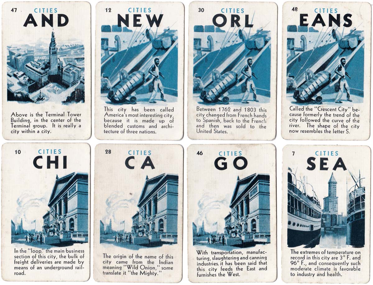 Game of Cities card game published by Fairchild Co, 1932