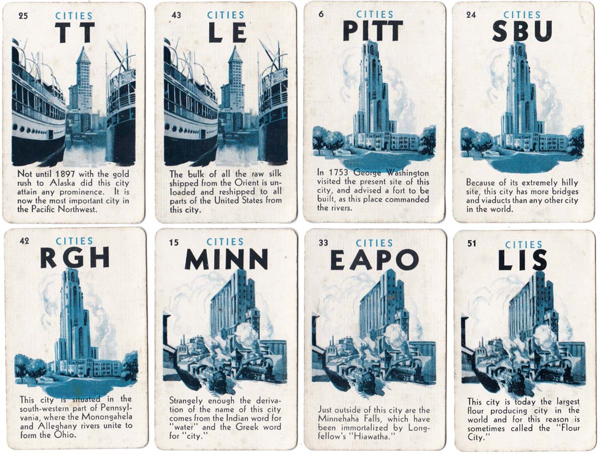 Game of Cities card game published by Fairchild Co, 1932