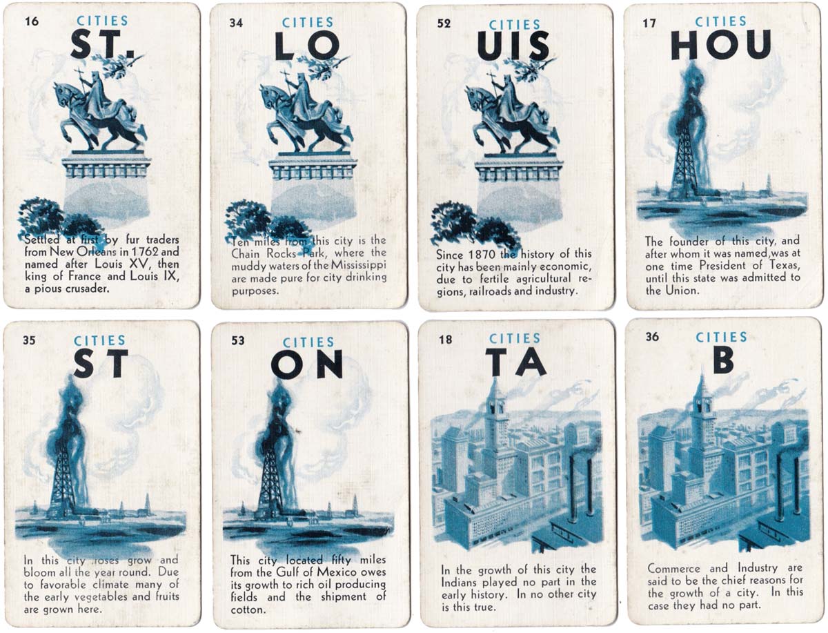 Game of Cities card game published by Fairchild Co, 1932