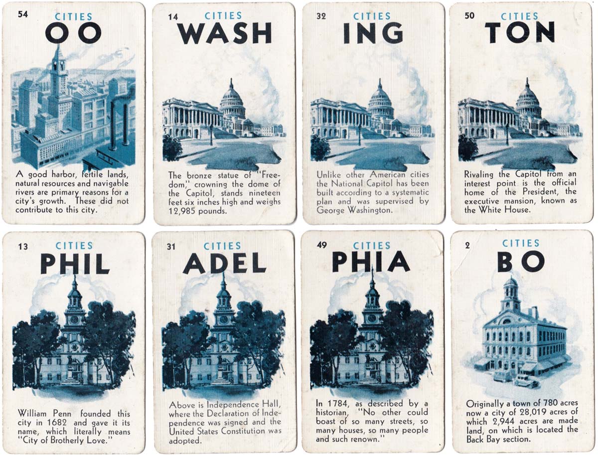 Game of Cities card game published by Fairchild Co, 1932