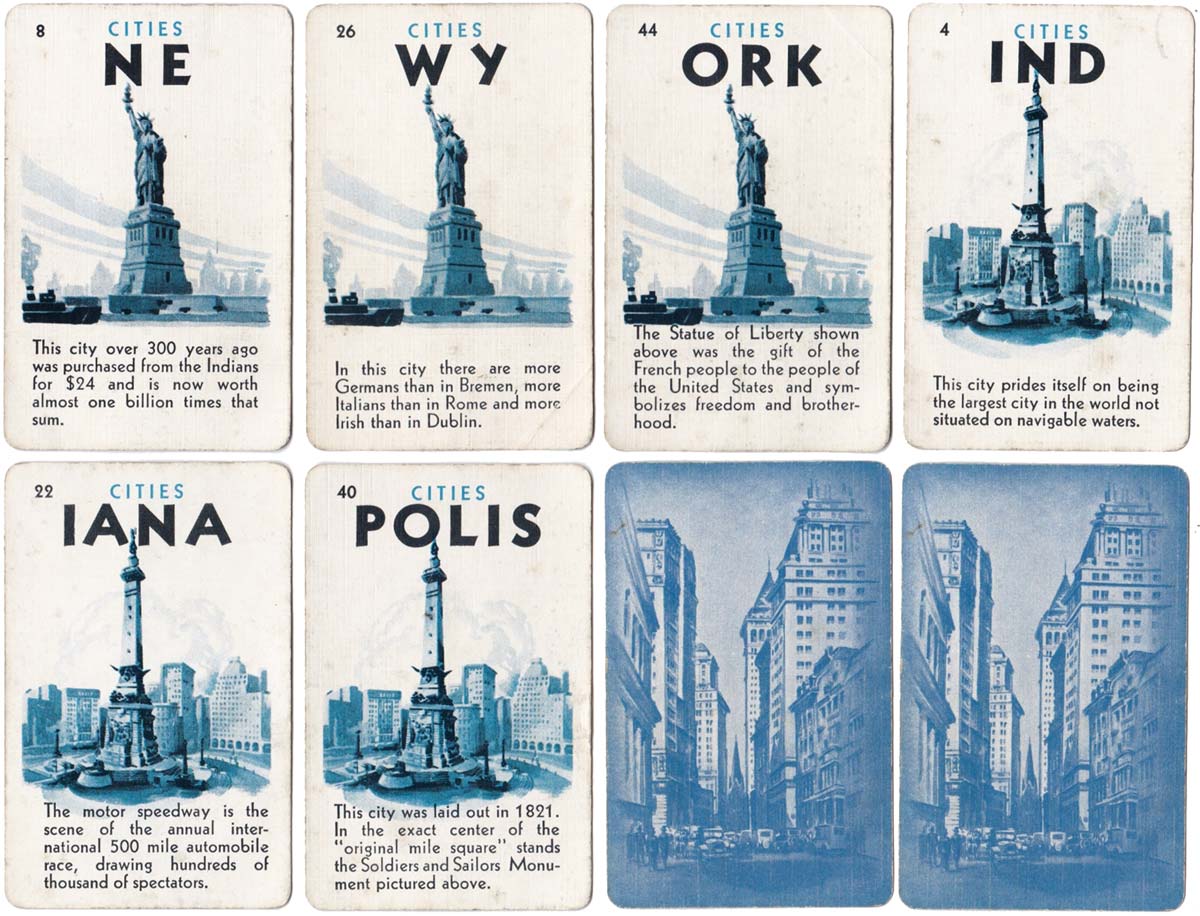 Game of Cities card game published by Fairchild Co, 1932