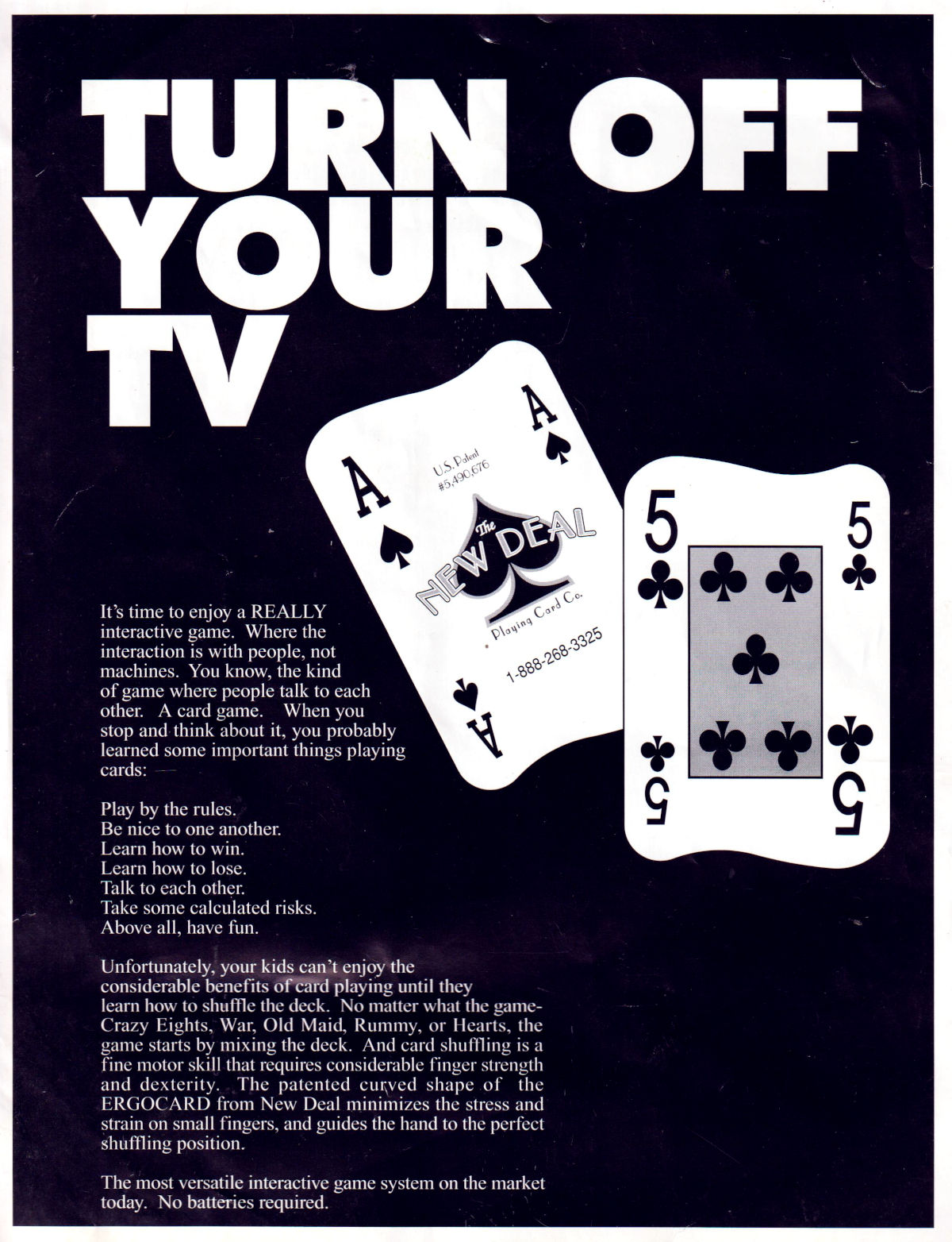 advertising material by The New Deal Playing Card Co.,,USA, c.2001