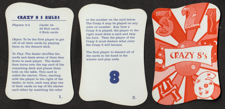 Crazy Eights ergonomic playing cards by The New Deal Playing Card Co.,,USA, c.2000